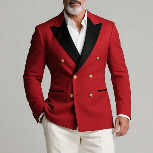 Drune | Smokingjacke Taillierte Passform Doppelreiher Wollmischung Piqué Kragen