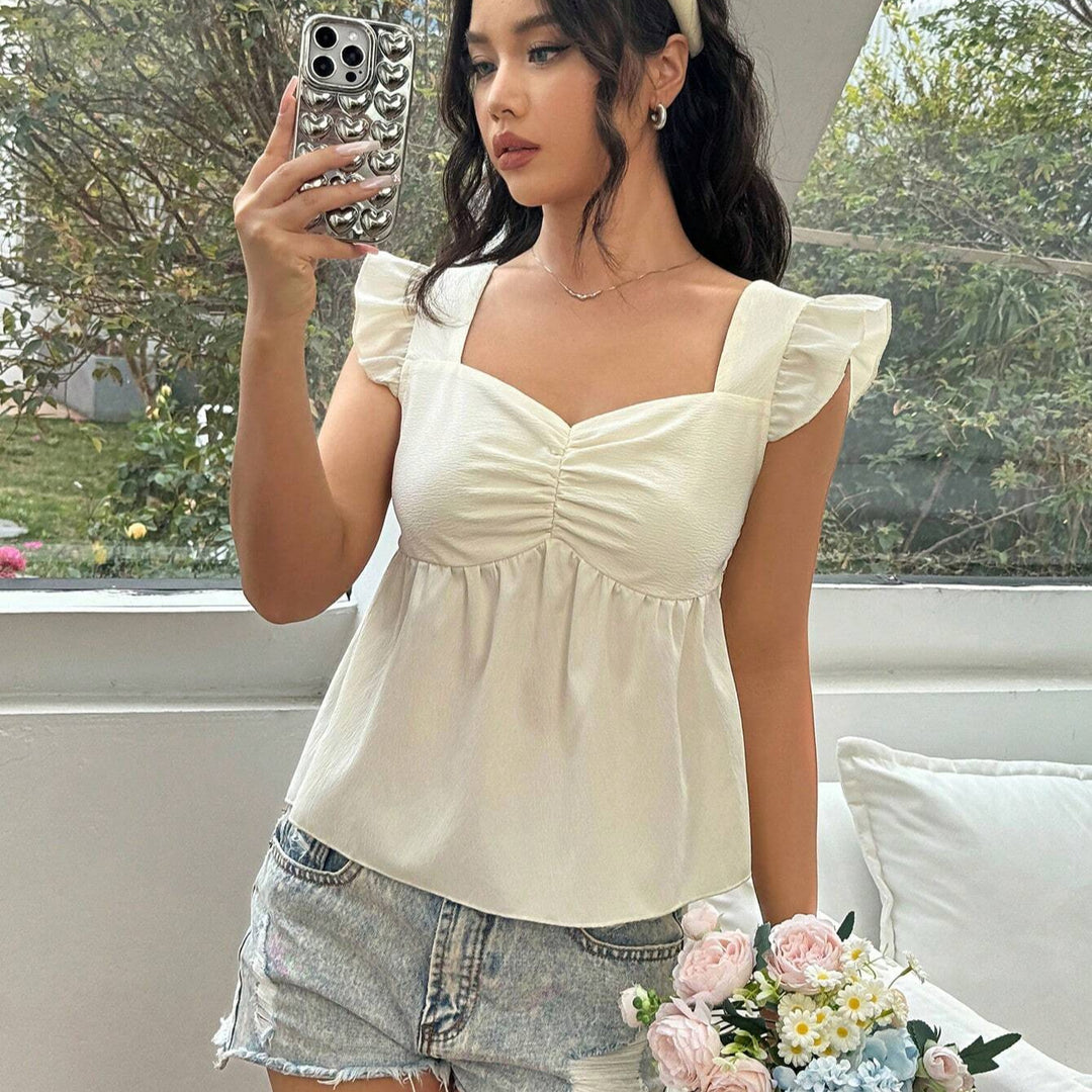 Damen Top mit Rüschendetails und tailliertem Schnitt Drune