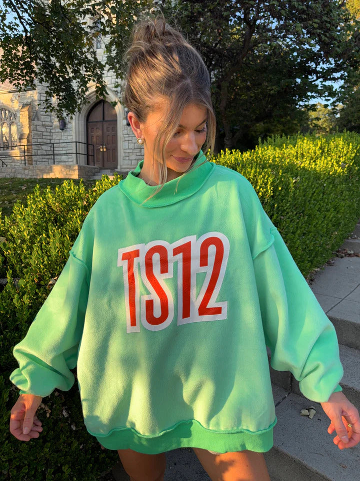 Damen Oversized Sweatshirt mit kreativem Grafikdruck Drune