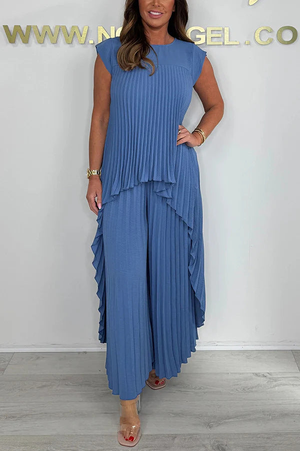 Damen Plissiertes Jumpsuit mit fließendem Schnitt und asymmetrischem Design Drune