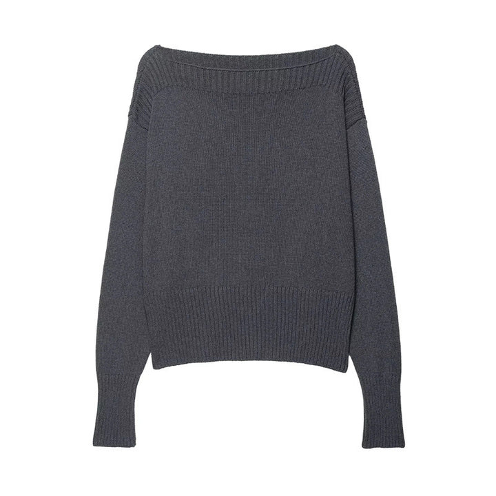 Damen oversized Strickpullover mit weitem Ausschnitt und lässigem Schnitt Drune
