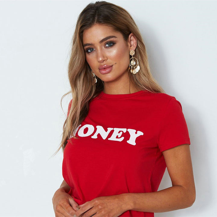 Damen T-Shirt mit trendigem Schriftzug Drune
