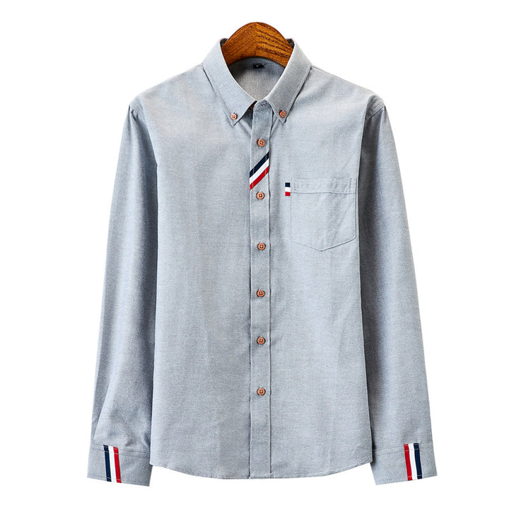 Herren nan modernes Oxford-Hemd mit Button-Down-Kragen, Brusttasche und dezenter Streifenverzierung Drune