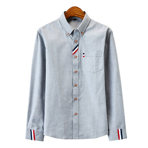 Herren nan modernes Oxford-Hemd mit Button-Down-Kragen, Brusttasche und dezenter Streifenverzierung Drune