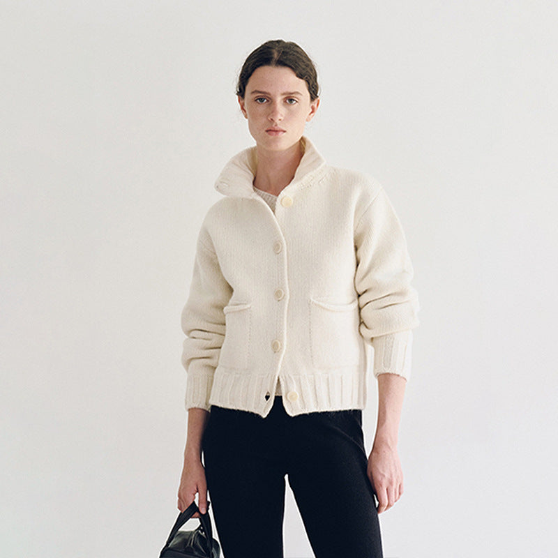 Damen Sportlicher Strickcardigan mit Kragen Drune
