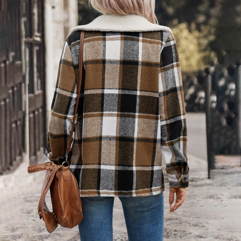 Damen Flanelljacke im klassischen Karomuster mit großen Taschen Drune