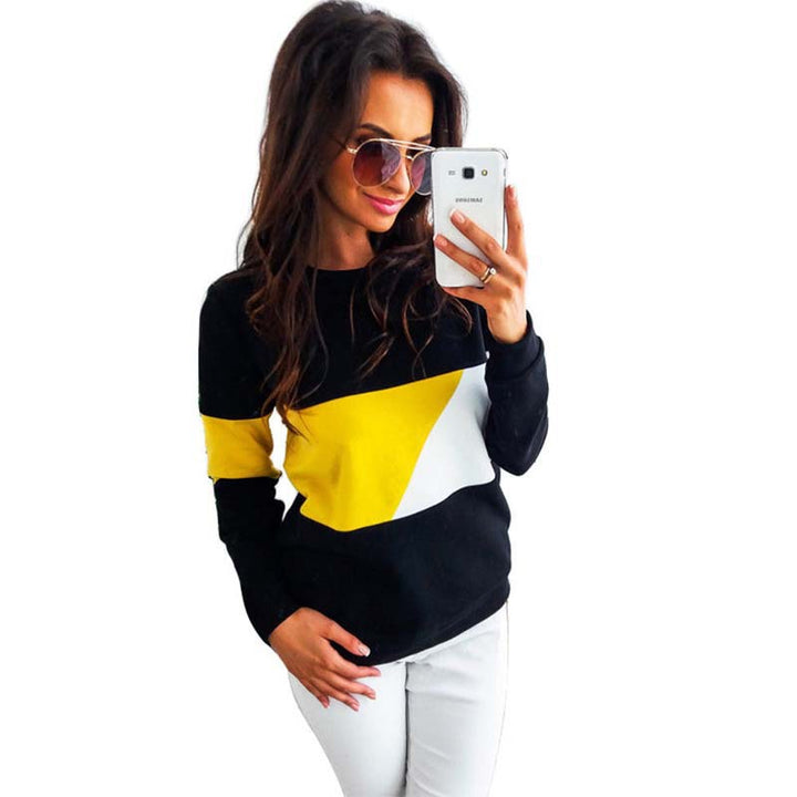 Damen Lässiger Sweatshirt mit modischem Farbblockdesign Drune