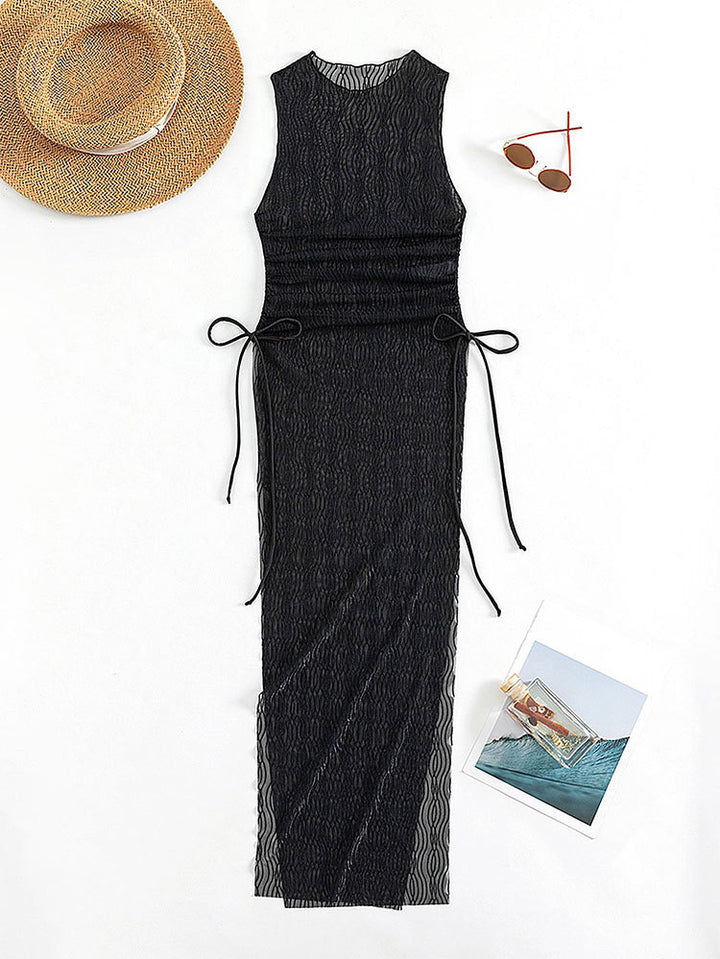 Damen lässiges Maxikleid mit Rüschendetails Drune
