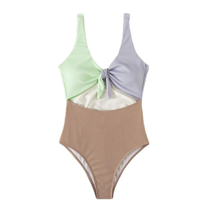 Damen Hochtaillierter Bikini mit verstellbaren Trägern und Knotendetail Drune