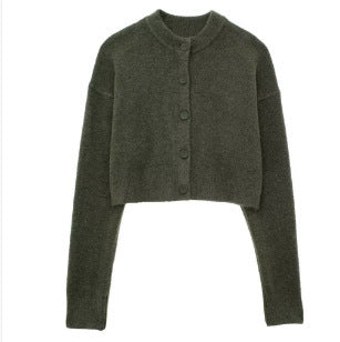 Damen cropped Strickjacke mit eleganten Knopfdetails Drune