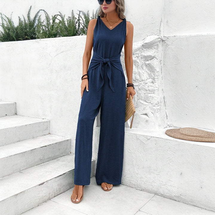 Damen Jumpsuit mit Gürteldetail und V-Ausschnitt Drune