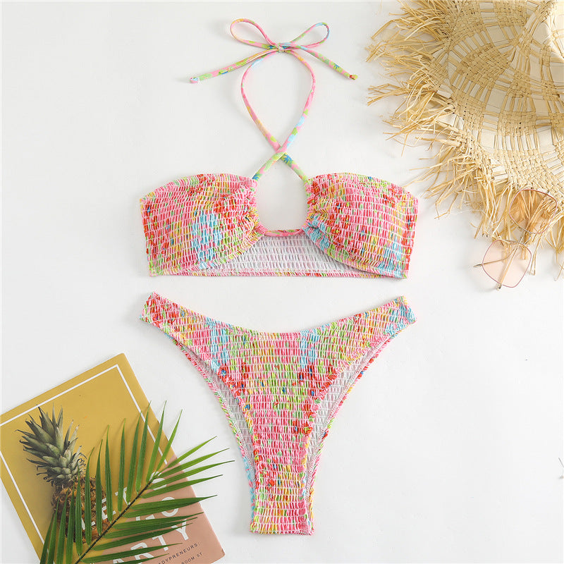 Damen Bikini-Set mit fröhlichem Wickeldesign und elastischem Bund Drune