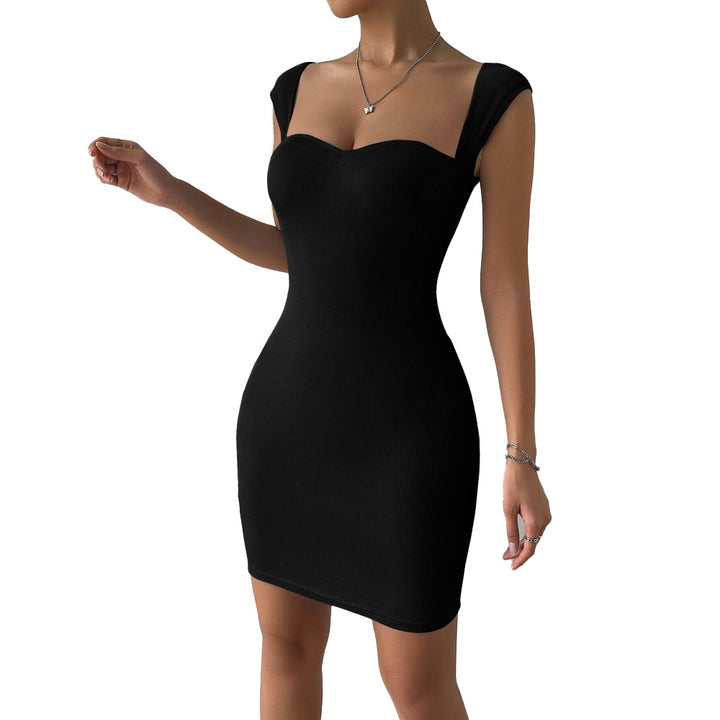 Damen figurbetontes Minikleid mit herzförmigem Ausschnitt und elastischem Rippdesign Drune