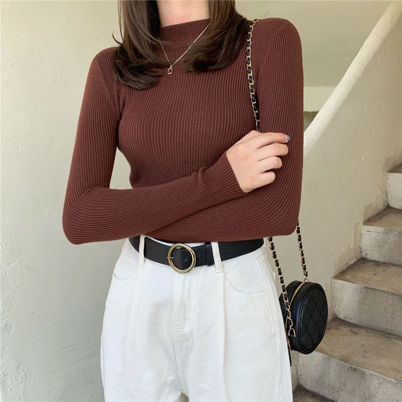 Damen modischer Rollkragenpullover im Rippstrick-Design Drune