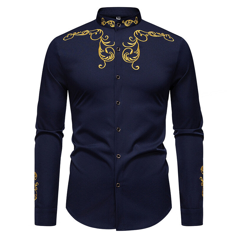 Herren Langarmshirt mit elegantem Stickereidesign Drune