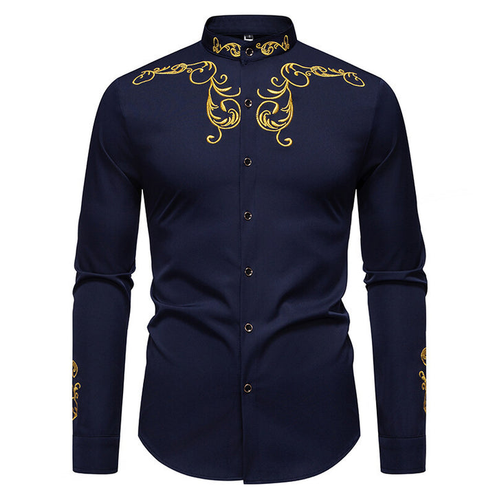 Herren Langarmshirt mit elegantem Stickereidesign Drune