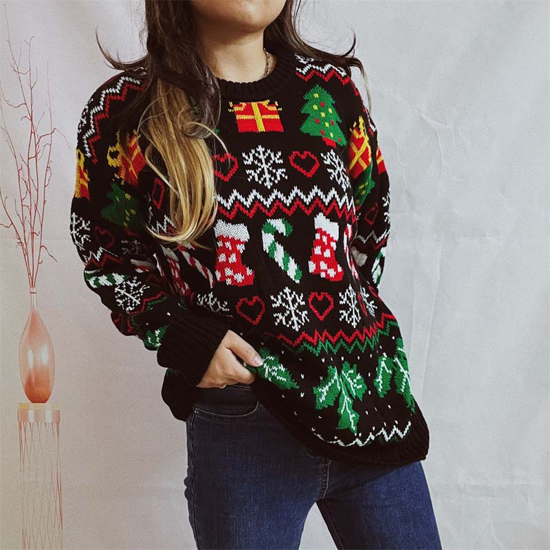 Drune | Weihnachtlicher Strickpullover Mit Schneeflockenmotiv