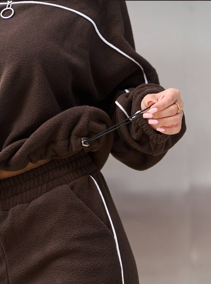 Damen Kuscheliges Fleece-Outfit mit Reißverschluss Drune