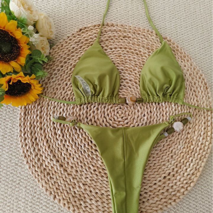 Damen Triangel-Bikini mit raffiniertem Knoten-Detail und verstelbaren Trägern Drune