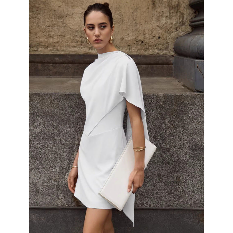 Damen elegantes Wickelkleid mit asymmetrischem Saum und raffinierter Drapierung Drune