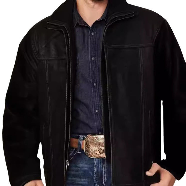 Herren Stilvolle Lederjacke mit auffälligen Nähten Drune