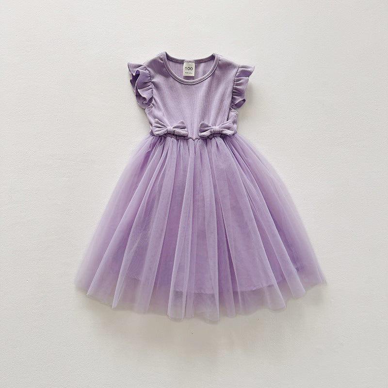 Mädchen Tüll Rüschdress mit Schleifenakzenten Drune