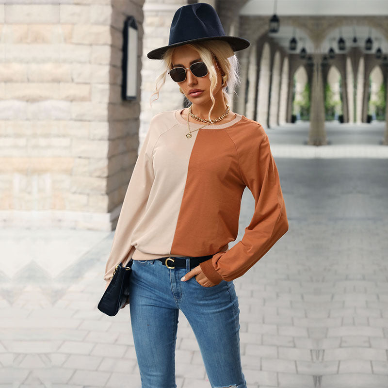 Damen modischer Sweatpullover mit trendigem Farbblock-Design Drune