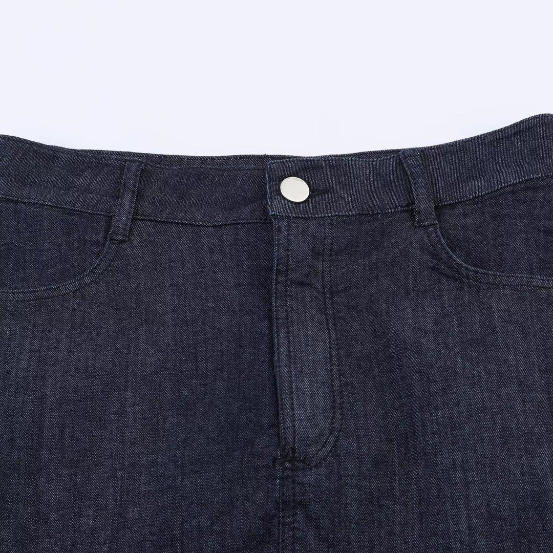 Damen Jeansrock mit exquisiter Spitze und fransigem Saum Drune
