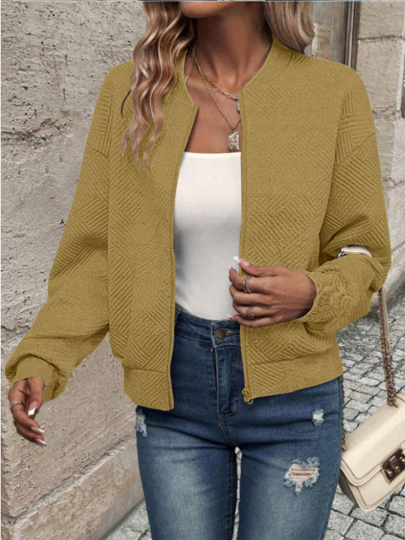 Damen modische Sweatjacke mit strukturiertem Design und Reißverschluss Drune
