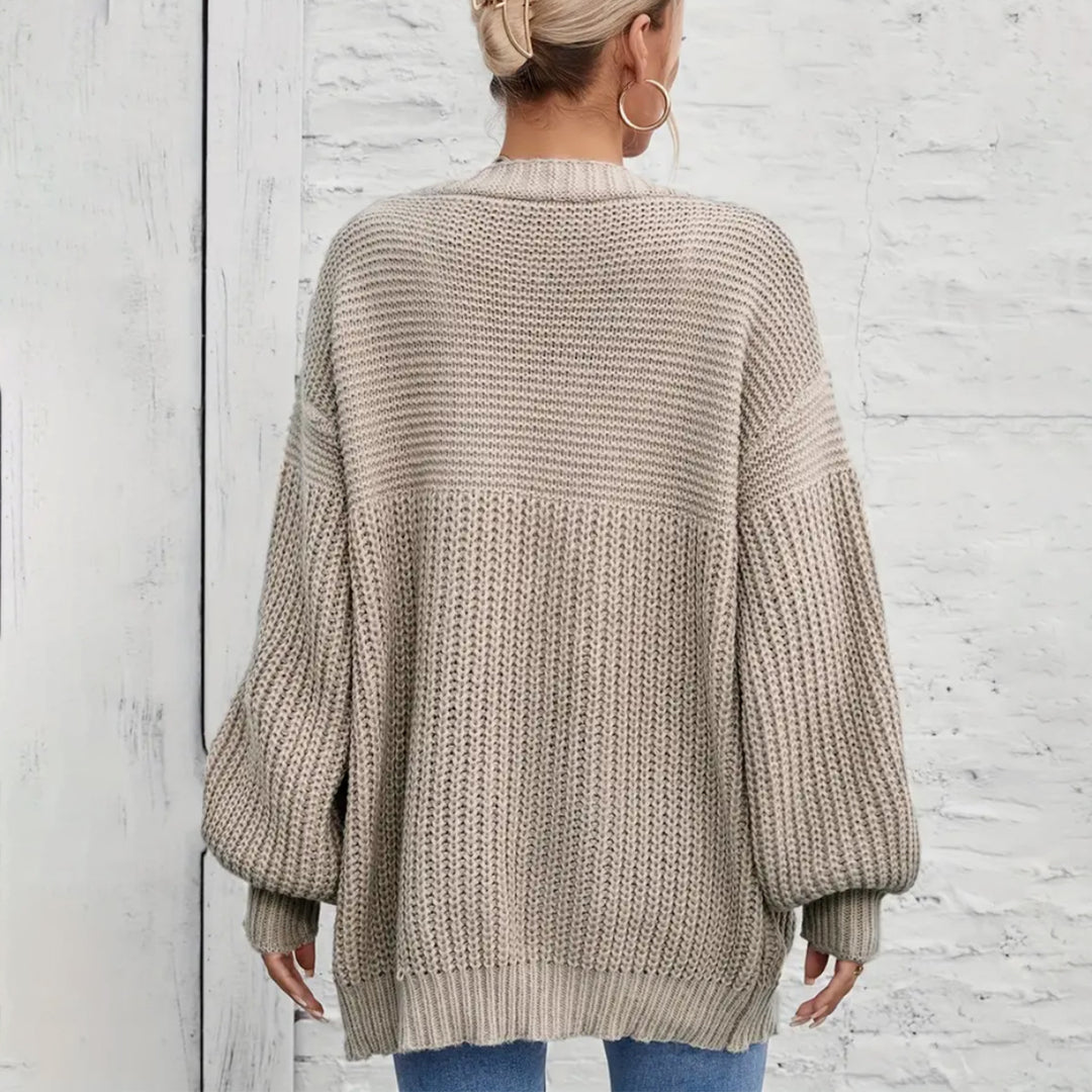 Damen Strickjacke mit oversize Schnitt und tiefem V-Ausschnitt Drune