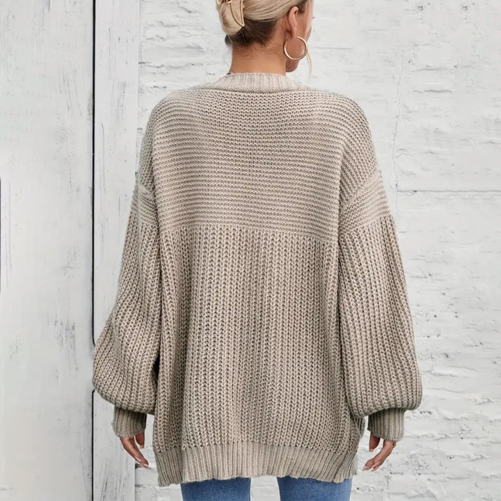 Damen Strickjacke mit oversize Schnitt und tiefem V-Ausschnitt Drune