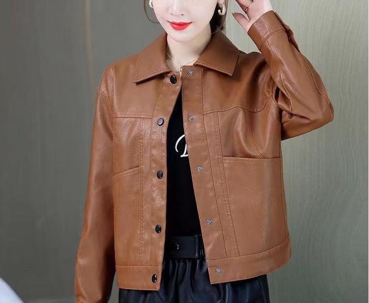 Damen Chic Lederjacke im modernen Biker-Stil Drune