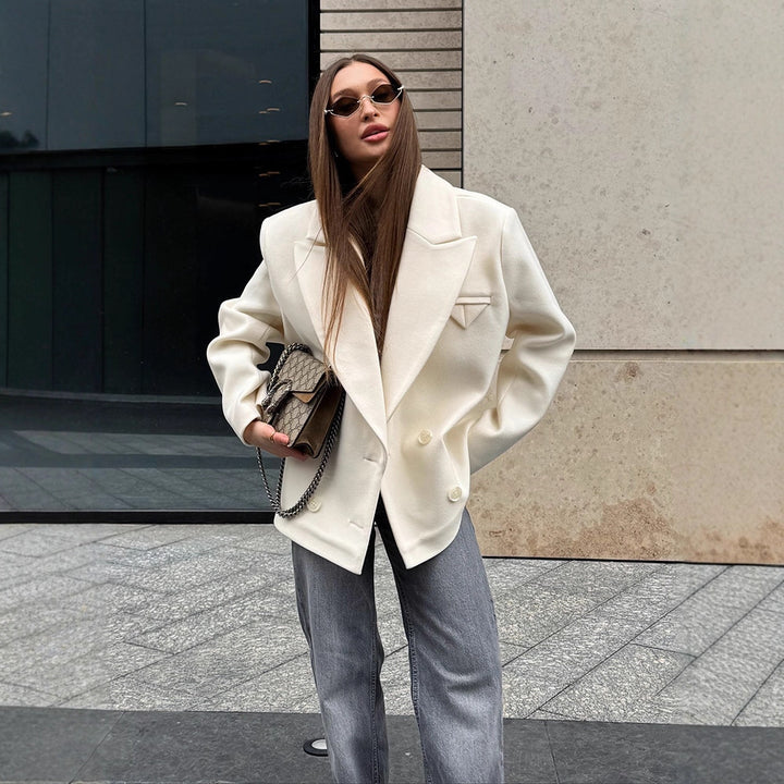 Damen Oversized Blazerjacke mit doppelter Knopfleiste und eleganten Details Drune