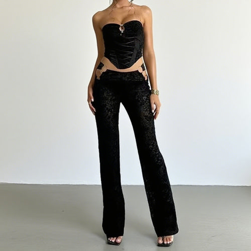 Damen Elegantes Zweiteiliges Set mit Bustier und High-Waist Hose Drune