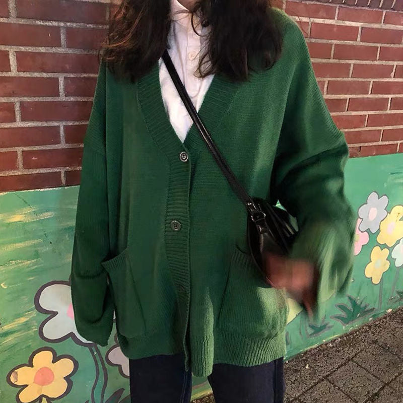 Damen lässiger Strickcardigan mit dekorativen Knopfdetails und oversized Passform Drune
