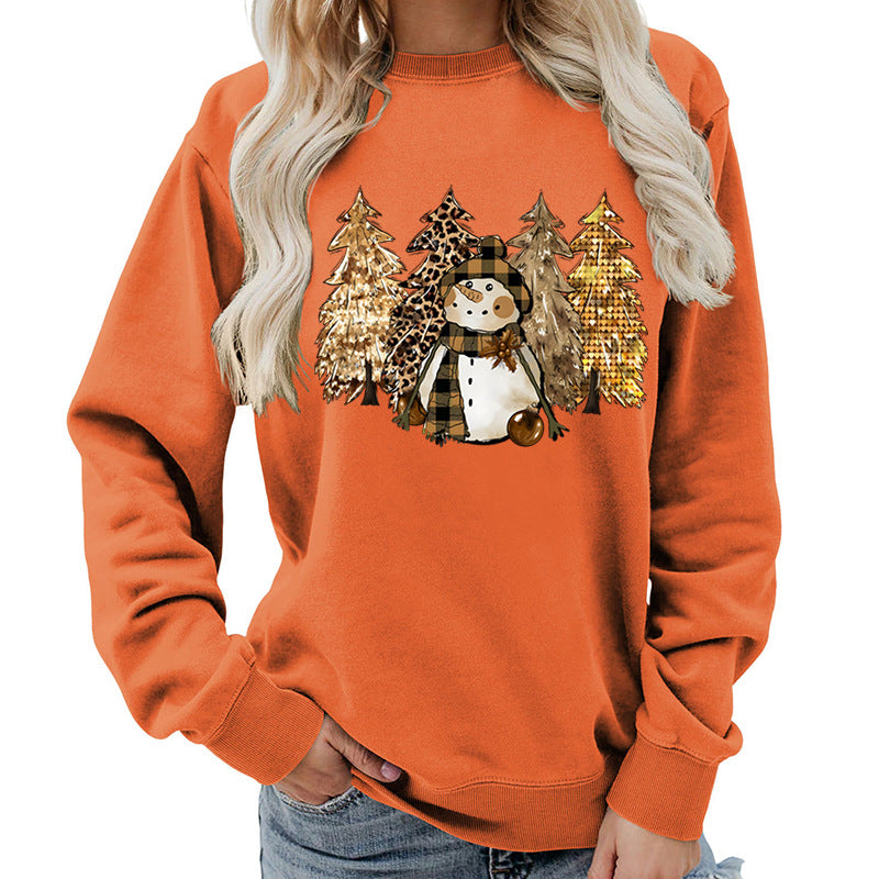 Damen Sweatshirt mit kreativem Schneemann-Design und weichem Innenfutter Drune