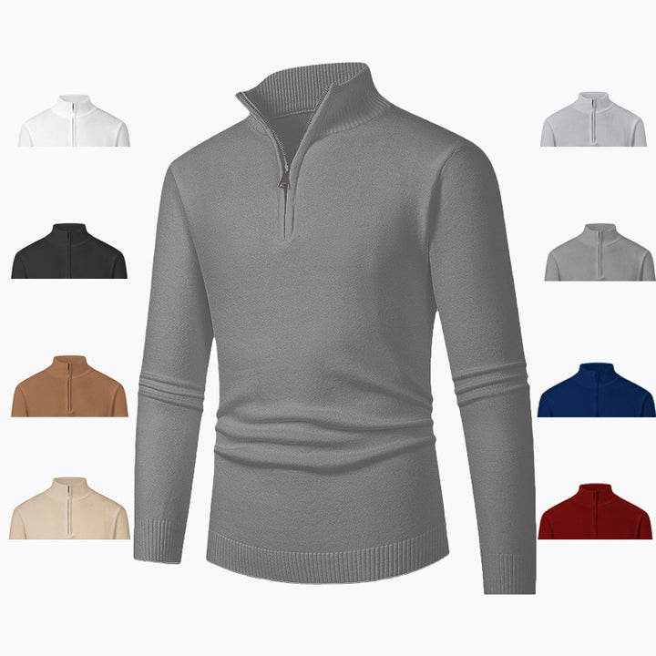 Herren Pullover mit hohem Kragen und Reißverschluss Drune