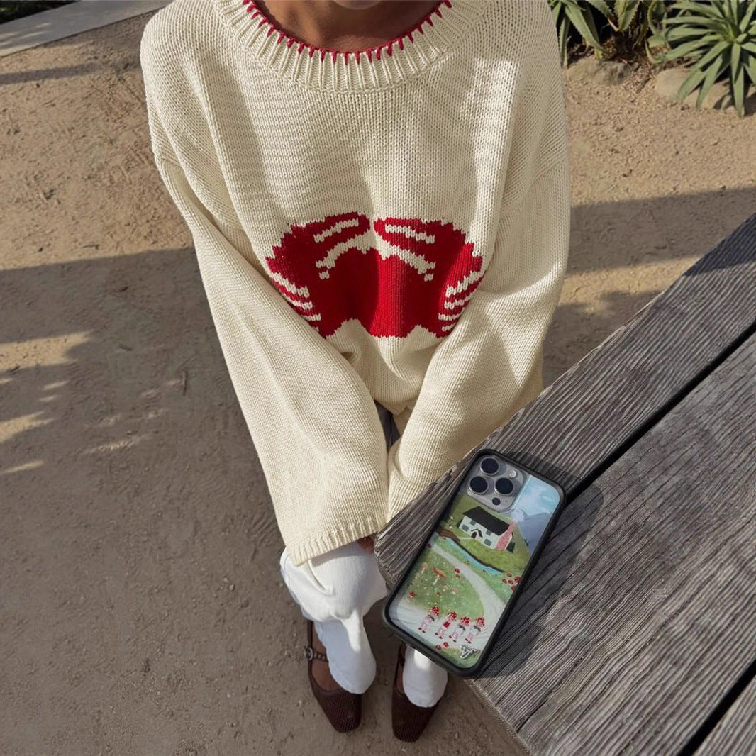 Damen Strickpullover mit kreativem Krabbendesign Drune