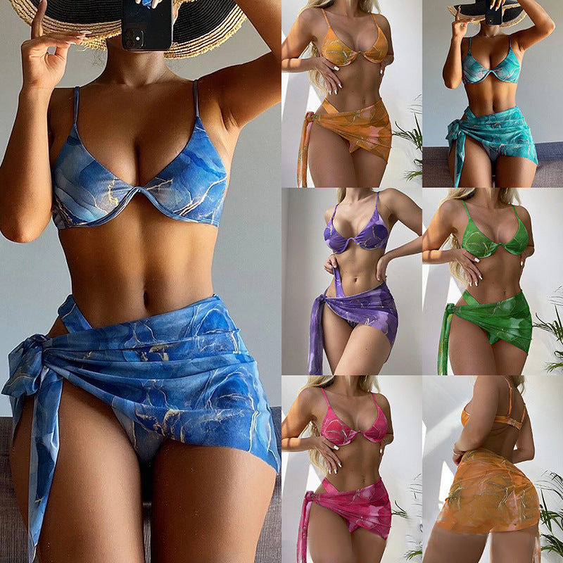 Damen Triangel-Bikini mit modischem Wickelrock Drune