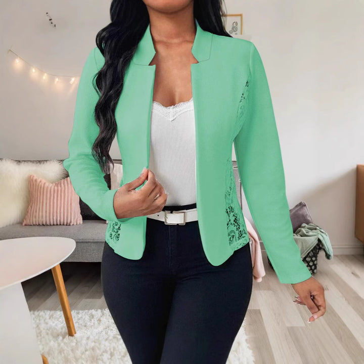 Damen Elegante Blazerjacke mit feinen Häkelverzierungen Drune