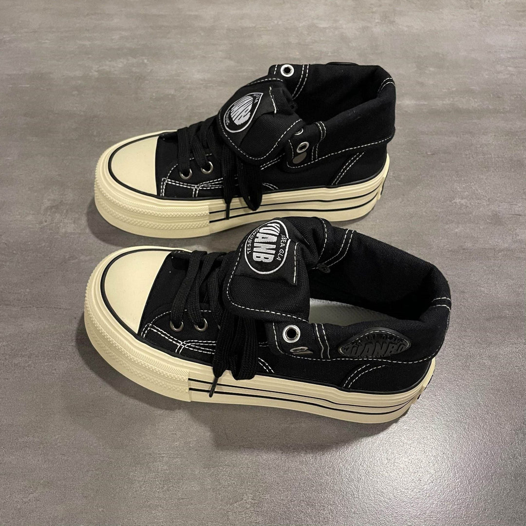 Damen High-Top Sneakers mit dicker Gummisohle und seitlichem Reißverschluss Drune