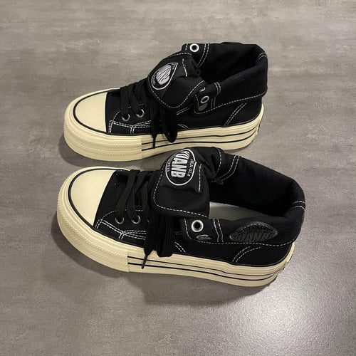 Damen High-Top Sneakers mit dicker Gummisohle und seitlichem Reißverschluss Drune
