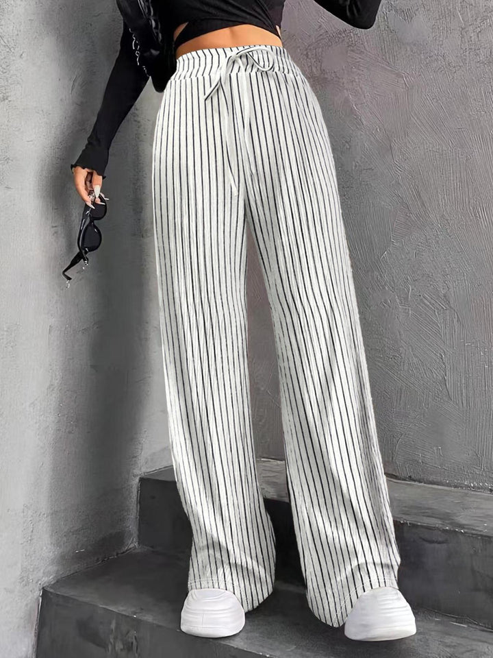 Damen Weit geschnittene Plissee-Hose mit elastischem Bund und praktischen Eingrifftaschen Drune