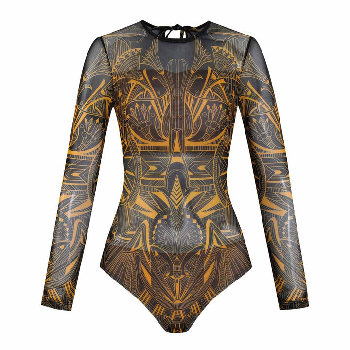 Damen Langarm-Badeanzug mit modernem Grafikdesign Drune