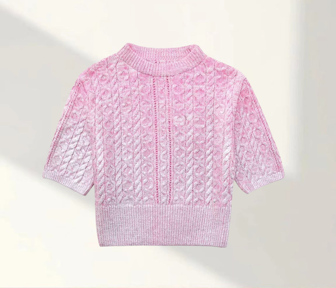 Damen Kurzer Strickpullover mit raffiniertem Zopfmuster und lässigem Schnitt Drune