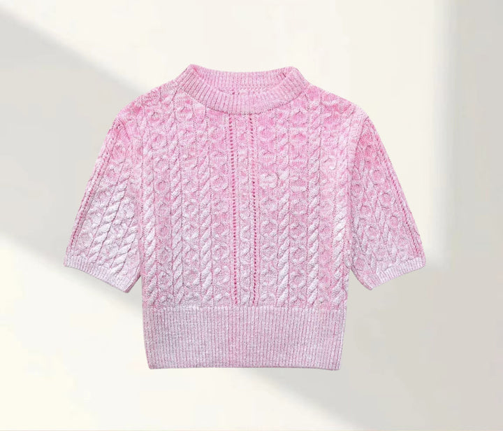 Damen Kurzer Strickpullover mit raffiniertem Zopfmuster und lässigem Schnitt Drune