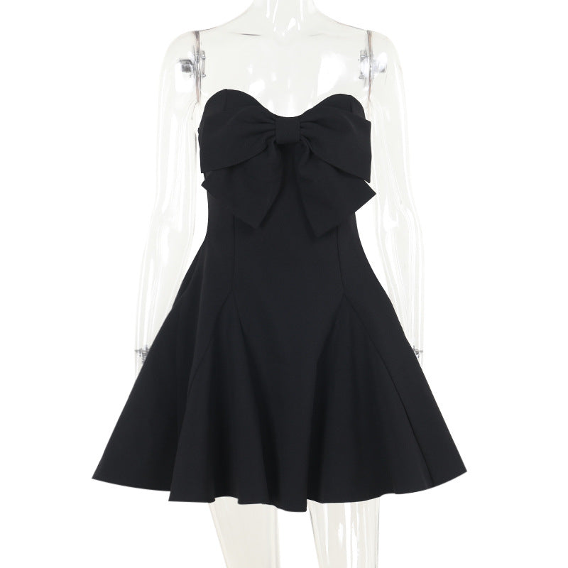 Damen skaterförmiges Cocktailkleid mit großem Schleifendetail Drune