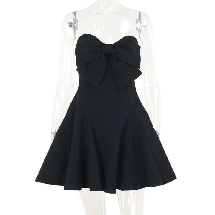 Damen skaterförmiges Cocktailkleid mit großem Schleifendetail Drune