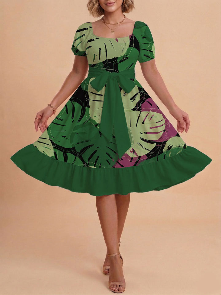 Damen Verspieltes Maxikleid mit Bärenmuster und taillierbarem Band Drune