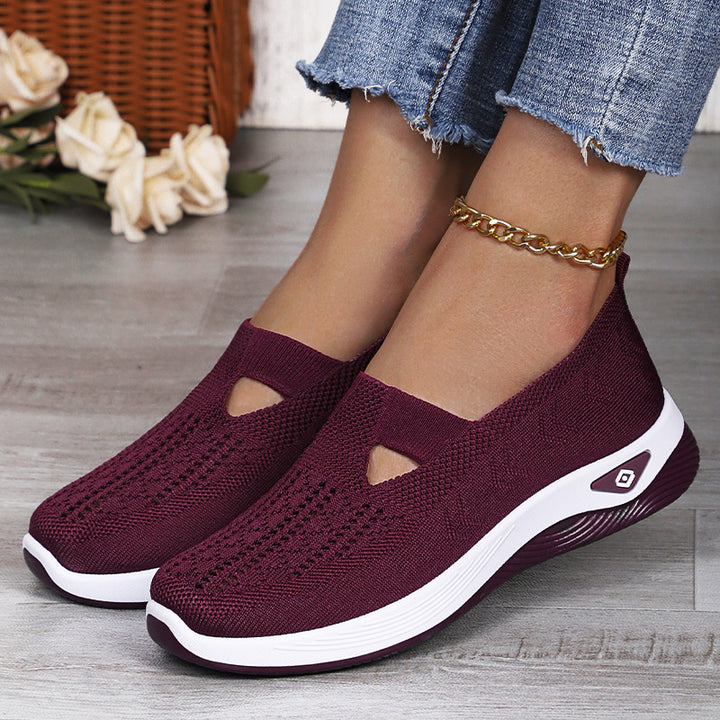 Damen nan leichte atmungsaktive Strickslipper mit Memoryschaum und rutschfester Laufsohle Drune